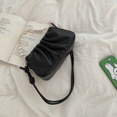 ANYOU 여성용 셔링 베이직 숄더백 진주패치 숄더백