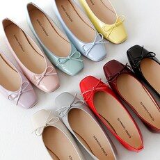 르본디 여성수제화 명품플랫슈즈 임산부구두 리본발레플렛 봄신발 스퀘어 플렛슈즈 발편한 단화